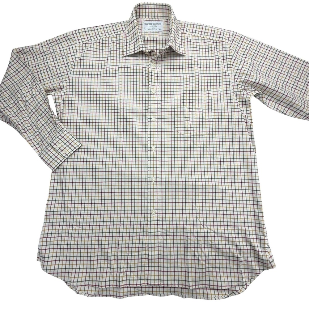 Joseph Turner Yorkshire Shirt Mens L Multicolor Long Sleeve Button Up Cotton